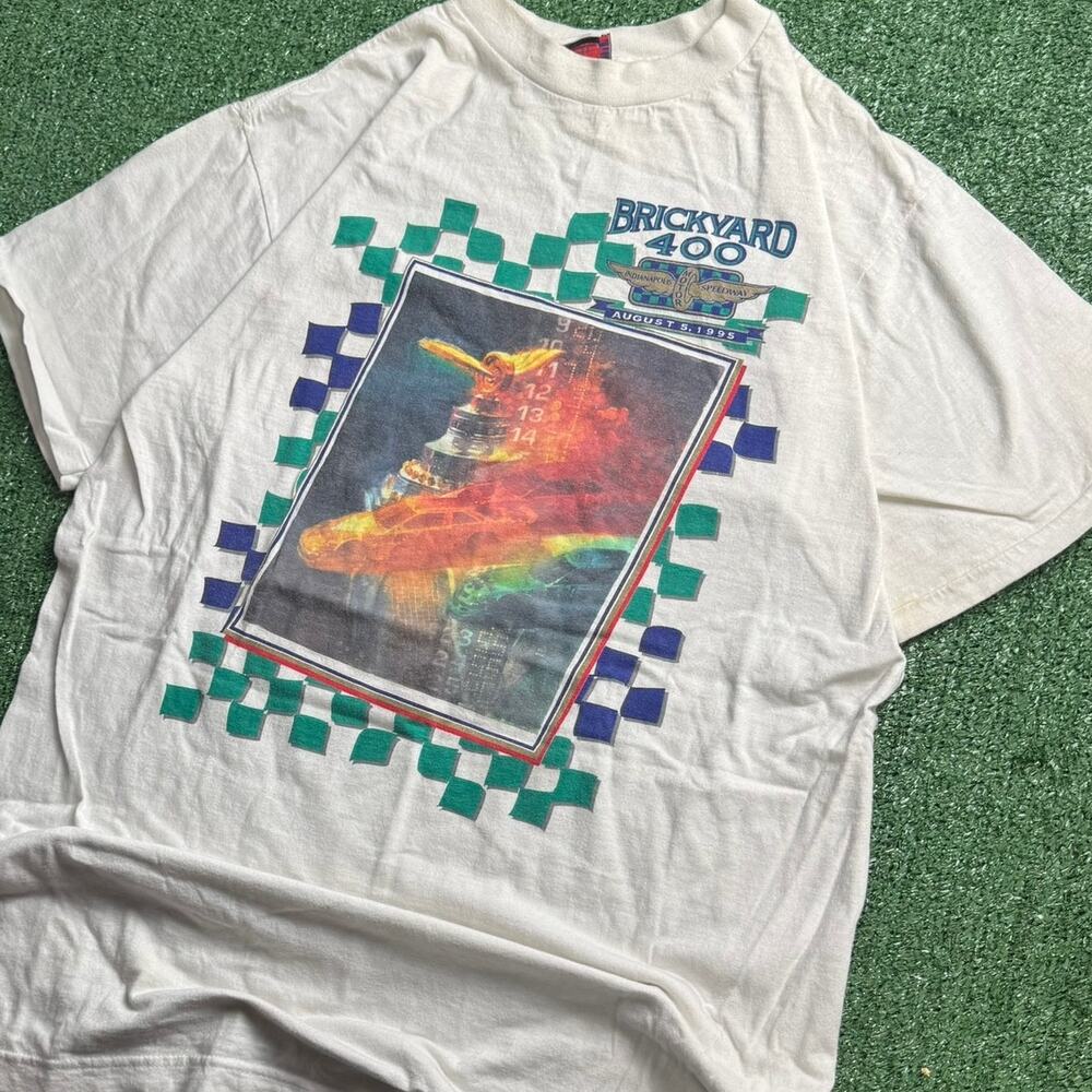 VTG 1990s Brickyard 400‎ Graphic T Shirt Size Large 1995 Indianapolis Speedway